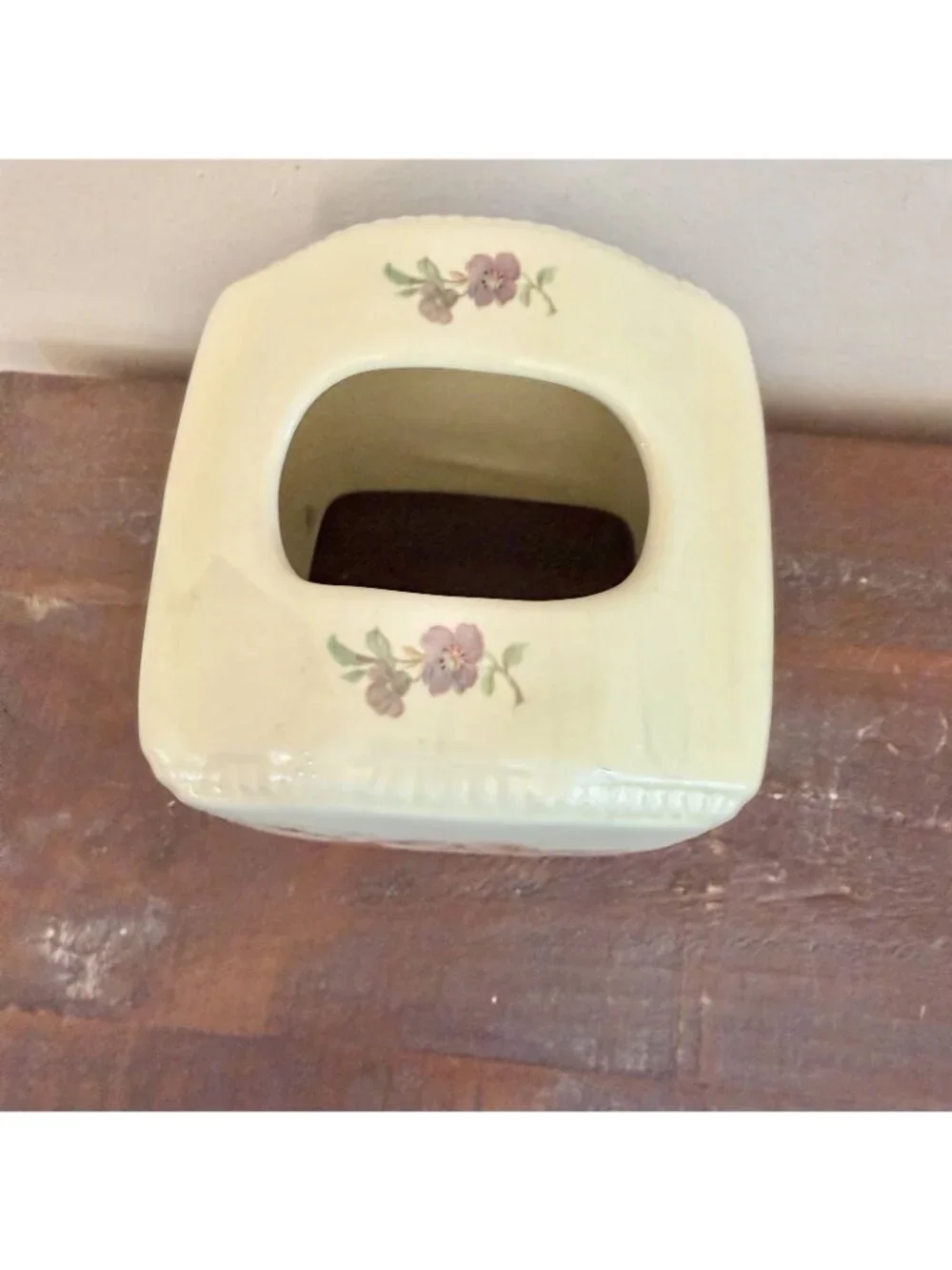Vintage Athena California Floral Napkin Holder Ceramic Kitchen Decor Floral